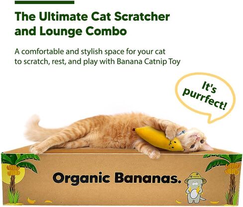 Banana Cat Scratcher Cardboard, Scratch Pad with Cat Scratcher Box, Reversible Cardboard Refill Pad, Lounge for Indoor Cats, Cardboard Scratcher with Catnip in Saudi Arabia