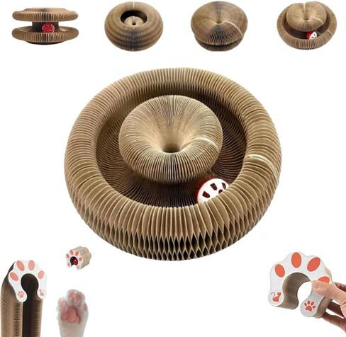 Kitty Kurlz Cat Toy, Magic Organ Cat Scratch Board, Cat Scratchers for Physical Exercise Cats Indoor, Foldable Cat Accordion Toy, Cat Accordion Toy Cat Scratching Post Ball Track(1pcs) in Saudi Arabia