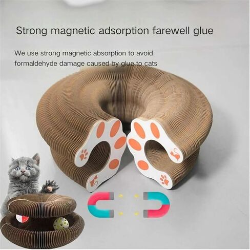 Kitty Kurlz Cat Toy, Magic Organ Cat Scratch Board, Cat Scratchers for Physical Exercise Cats Indoor, Foldable Cat Accordion Toy, Cat Accordion Toy Cat Scratching Post Ball Track(1pcs) in Saudi Arabia