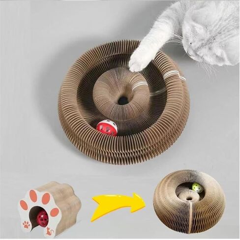 Kitty Kurlz Cat Toy, Magic Organ Cat Scratch Board, Cat Scratchers for Physical Exercise Cats Indoor, Foldable Cat Accordion Toy, Cat Accordion Toy Cat Scratching Post Ball Track(1pcs) in Saudi Arabia