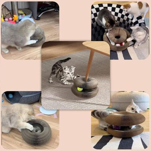 Kitty Kurlz Cat Toy, Magic Organ Cat Scratch Board, Cat Scratchers for Physical Exercise Cats Indoor, Foldable Cat Accordion Toy, Cat Accordion Toy Cat Scratching Post Ball Track(1pcs) in Saudi Arabia