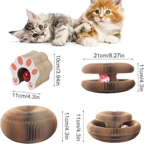 Kitty Kurlz Cat Toy, Magic Organ Cat Scratch Board, Cat Scratchers for Physical Exercise Cats Indoor, Foldable Cat Accordion Toy, Cat Accordion Toy Cat Scratching Post Ball Track(1pcs) in Saudi Arabia