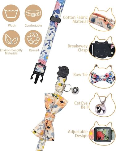Plush Bow Tie Breakaway Cat Collar with Bells 2 Pack - Stylish Design fits Boy Cats and Girl Cats, Adjustable 7.5-12.6 inches (Black & Red) in Saudi Arabia