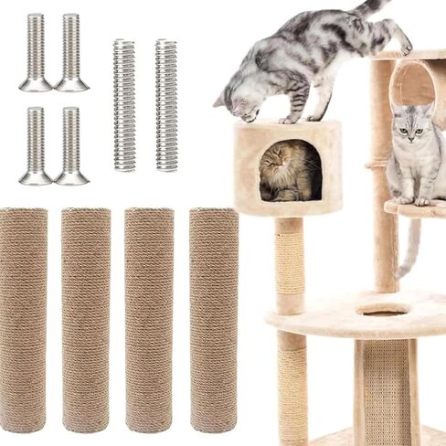 4 قطع بديلة لعمود الخدش للقطط 15.7 بوصة × 3.1 بوصة بديلة لعمود الخدش للقطط، عمود استبدال شجرة القطط، أعمدة خدش حبل القنب، ملحقات أثاث القطط (مع براغي) in Kuwait