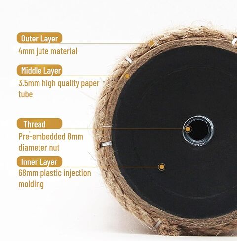 4 قطع بديلة لعمود الخدش للقطط 15.7 بوصة × 3.1 بوصة بديلة لعمود الخدش للقطط، عمود استبدال شجرة القطط، أعمدة خدش حبل القنب، ملحقات أثاث القطط (مع براغي) in Kuwait