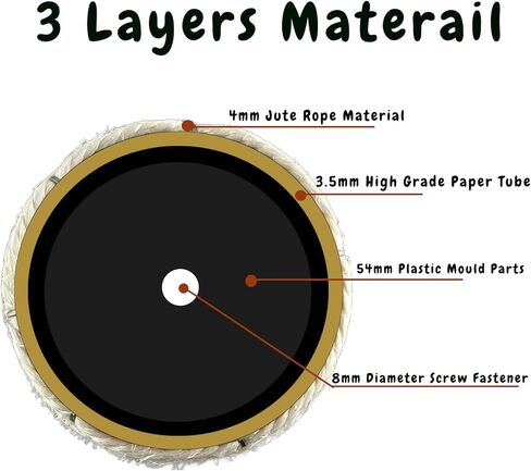 4 عبوات بديلة لعمود الخدش للقطط، 15.7 × 3.14 بوصة M8 براغي M8 شجرة الجوت للقطط خدش عمود إعادة ملء أجزاء القطب، أعمدة خدش DIY لبرج شجرة القطط (الجوت) in Kuwait