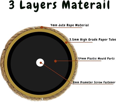 4 عبوات بديلة لعمود الخدش للقطط، 15.7 × 3.14 بوصة M8 براغي M8 شجرة الجوت للقطط خدش عمود إعادة ملء أجزاء القطب، أعمدة خدش DIY لبرج شجرة القطط (الجوت) in Saudi Arabia