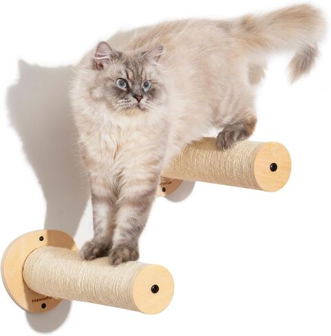 MEWOOFUN 2-Pack Cat Wall Steps، أرفف تسلق القطط مقاس 12.8 بوصة للتثبيت على الحائط، سلم أثاث جدار القطط مع خدوش حبل السيزال، سلالم قطط خشبية ثابتة ومجاثم لمعظم القطط والقطط البالغة in Saudi Arabia