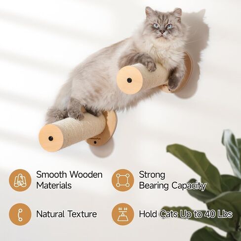 MEWOOFUN 2-Pack Cat Wall Steps، أرفف تسلق القطط مقاس 12.8 بوصة للتثبيت على الحائط، سلم أثاث جدار القطط مع خدوش حبل السيزال، سلالم قطط خشبية ثابتة ومجاثم لمعظم القطط والقطط البالغة in Saudi Arabia