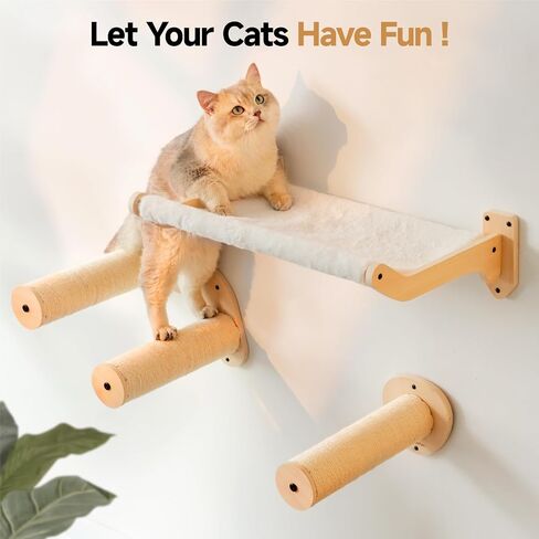 MEWOOFUN 2-Pack Cat Wall Steps، أرفف تسلق القطط مقاس 12.8 بوصة للتثبيت على الحائط، سلم أثاث جدار القطط مع خدوش حبل السيزال، سلالم قطط خشبية ثابتة ومجاثم لمعظم القطط والقطط البالغة in Saudi Arabia
