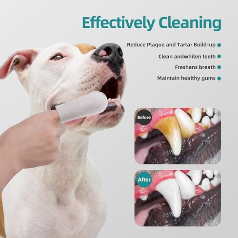 Dog Teeth Cleaning Dental Wipes - Reduces Plaque & Freshens Breath Finger Wipes, Disposable Gentle Cleaning & Gum Care Pet Wipes - 50 PCS in Kuwait