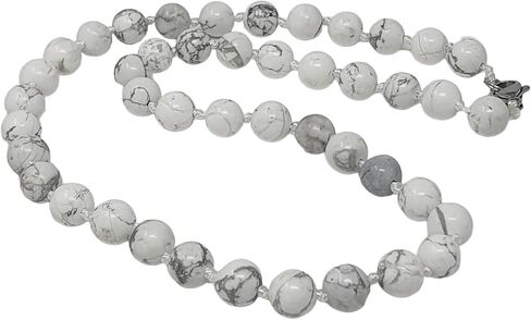 Women's Handmade Gemstone Necklace - 8mm Natural Gemstone Beaded Necklace for Women Ladies (Blue) in Saudi Arabia