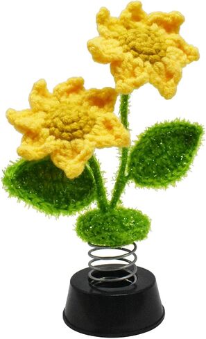 Sunflower Gifts for Women, Car Dashboard Decoration, Home Office Crochet Flower Decor Table Desk Ornament for Her Birthday Anniversary Gifts (Yellow) in Saudi Arabia