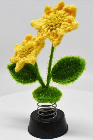Sunflower Gifts for Women, Car Dashboard Decoration, Home Office Crochet Flower Decor Table Desk Ornament for Her Birthday Anniversary Gifts (Yellow) in Saudi Arabia