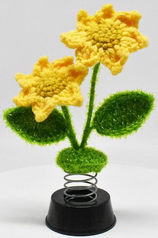 Sunflower Gifts for Women, Car Dashboard Decoration, Home Office Crochet Flower Decor Table Desk Ornament for Her Birthday Anniversary Gifts (Yellow) in Saudi Arabia