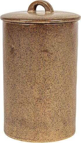 Creative Co-Op Round Debossed Stoneware Treat Canister with Paw Print, Reactive Glaze, Brown (Each One Will Vary) in Saudi Arabia
