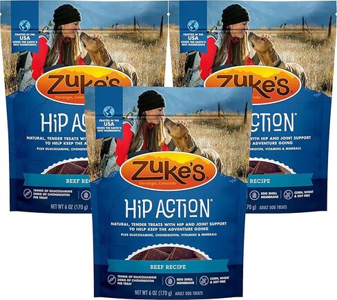 Zuke's Hip Action Dog Treats, Beef Recipe, Natural & Tender Dog Treats with Hip & Joint Support, Dog Treats for Adult Dogs 6 Ounce (Pack of 3) in Saudi Arabia