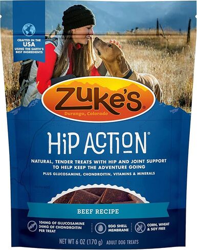 Zuke's Hip Action Dog Treats, Beef Recipe, Natural & Tender Dog Treats with Hip & Joint Support, Dog Treats for Adult Dogs 6 Ounce (Pack of 3) in Saudi Arabia