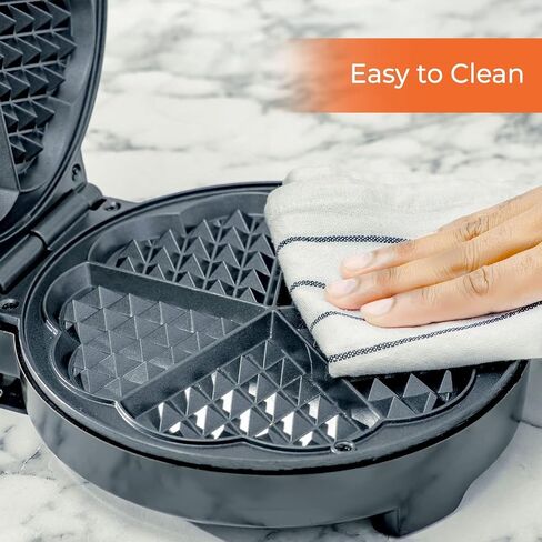 Heart Waffle Irons,Waffle Maker Non-Stick for Easy Cleanup, 5-Slice Heart Waffle Sandwich Maker, Breakfast Machine,Indicator Lights, Cool Touch Handle, 1000W Heating Fast, Silver & Black in Saudi Arabia