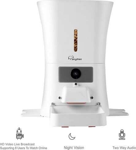 SKYMEE 8L WiFi Pet Feeder Automatic Food Dispenser for Cats & Dogs - 1080P Full HD Pet Camera Treat Dispenser with Night Vision and 2-Way Audio, Wi-Fi Enabled App for iPhone and Android in Saudi Arabia