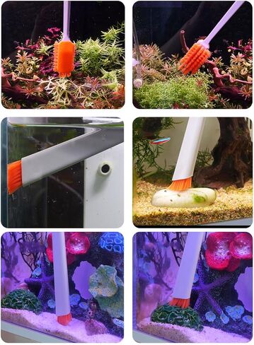 فرشاة تنظيف حوض السمك على الوجهين، أداة تنظيف إزالة الطحالب، فرشاة متعددة الوظائف لخزان الأسماك in Kuwait