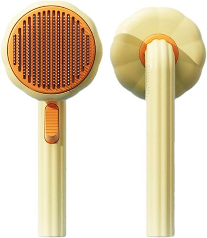 Cat Brush with Release Button for Shedding, Self Cleaning Cat Hair Brush for Indoor Cats (Orange) in Saudi Arabia