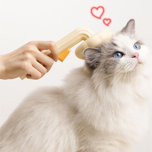 Cat Brush with Release Button for Shedding, Self Cleaning Cat Hair Brush for Indoor Cats (Orange) in Saudi Arabia