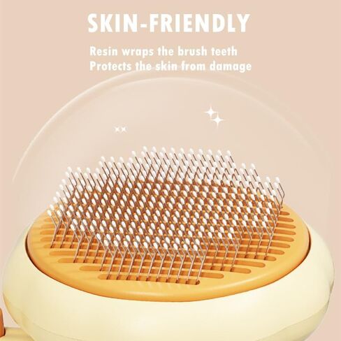 Cat Brush with Release Button for Shedding, Self Cleaning Cat Hair Brush for Indoor Cats (Orange) in Saudi Arabia