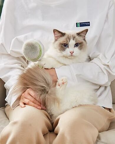 Cat Brush with Release Button for Shedding, Self Cleaning Cat Hair Brush for Indoor Cats (Orange) in Saudi Arabia