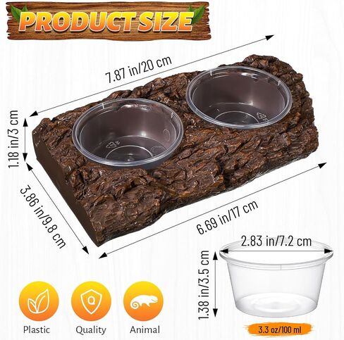 52 Pcs 3.3oz Feeding Cups with Reptile Feeder Ledge Food Dish Plastic Cups Double Bowl Reptile Food Water Feeder for Reptile Crested Gecko Lizard Chameleon Pets in Saudi Arabia