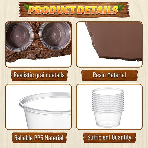 52 Pcs 3.3oz Feeding Cups with Reptile Feeder Ledge Food Dish Plastic Cups Double Bowl Reptile Food Water Feeder for Reptile Crested Gecko Lizard Chameleon Pets in Saudi Arabia