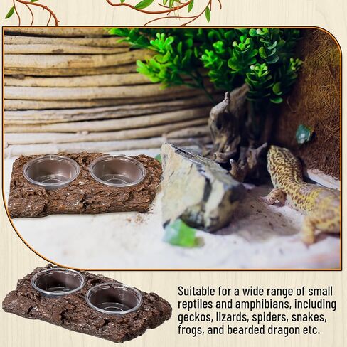 52 Pcs 3.3oz Feeding Cups with Reptile Feeder Ledge Food Dish Plastic Cups Double Bowl Reptile Food Water Feeder for Reptile Crested Gecko Lizard Chameleon Pets in Saudi Arabia