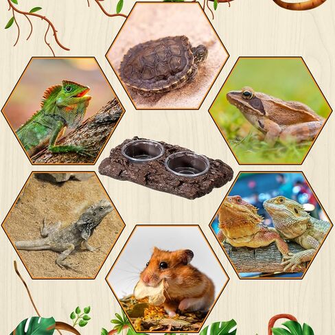 52 Pcs 3.3oz Feeding Cups with Reptile Feeder Ledge Food Dish Plastic Cups Double Bowl Reptile Food Water Feeder for Reptile Crested Gecko Lizard Chameleon Pets in Saudi Arabia