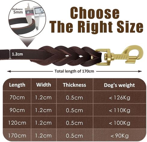 Leather Dog Leash 3ft Dog Leashes for Large Dogs Heavy Duty Training Leash for Medium/Small Dogs Soft Brown Leather Leash in Saudi Arabia