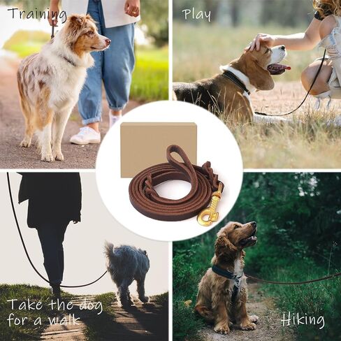 Leather Dog Leash 3ft Dog Leashes for Large Dogs Heavy Duty Training Leash for Medium/Small Dogs Soft Brown Leather Leash in Saudi Arabia