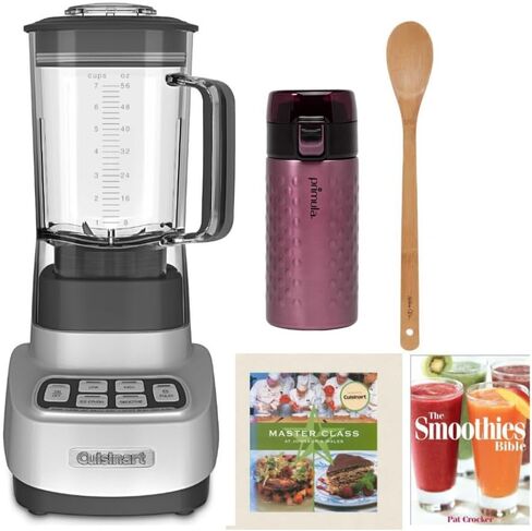 Cuisinart Velocity Ultra 7.5 1-HP Blender Bundle with 12 oz Single Serve Double Wall Easy to Clean Stainless Steel Tumbler (Purple), Master Class Cookbook, Bamboo Spoon, and Smoothies Bible (5 Items) in Saudi Arabia