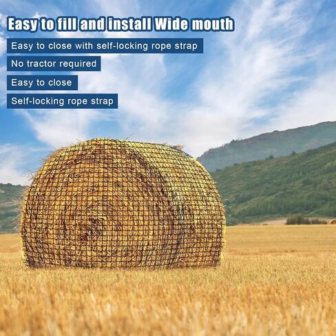 23pcs Hay Bales for Horses, Large Round Bale Hay Net Square Bale Slow Feed Hay Net Fit for 5x5x5 Feet Round Hay Bales and 3x4x8 Feet Square Hay Bales for Farm Countryside in Saudi Arabia