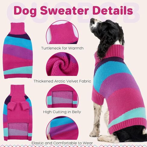 Dog Sweater, Dog Sweaters for Large Dogs, Turtleneck Fall Dog Christmas Sweater, Pullover Warm Dog Sweater, Thanksgiving Pet Sweatshirt Outfit Knitwear for Labrador, Golden Retriever XL in Kuwait