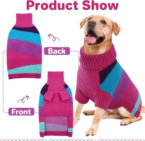 Dog Sweater, Dog Sweaters for Large Dogs, Turtleneck Fall Dog Christmas Sweater, Pullover Warm Dog Sweater, Thanksgiving Pet Sweatshirt Outfit Knitwear for Labrador, Golden Retriever XL in Kuwait