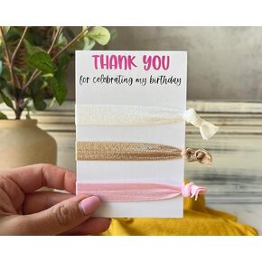 Girls Party Favor Birthday Tween Teen, Girl Birthday Hair Tie Favors, Bulk Birthday Party Favors Bracelets Spa Gymnastics Sleepover Birthday, Goodie Treat Bag Favors (I need 5 Favor Cards)