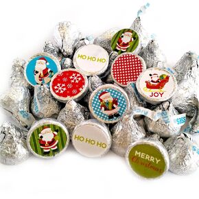 Santa Claus Labels for Hershey's Kisses Chocolates by Adore By Nat - Christmas Party Candy Stickers Favors - Set of 240