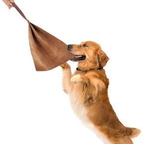 لعبة Lifeunion Dog Tug Bite مع مقبض جلدي ناعم ومتين لتدريب الكلاب على ألعاب الحرب (بني)