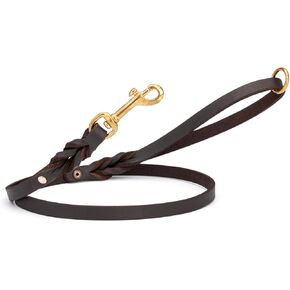 Fordog Trainers Leather Dog Leash 4ft, Dog Training Leash with Brass Hardware, Leather Leash for Dogs Large Medium Small Breeds (W 3/4" - L4 FT Brown Brass) in Saudi Arabia