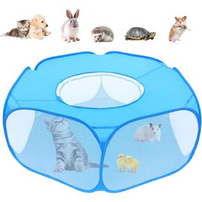 Small Animal Playpens with Top Cover, Foldable Breathable Small Pets Cage Tent Outdoor Indoor Portable Play Pen for Guinea Pig Hedgehog Hamster Cat Rabbit Bunny Puppy Ferret Rat Chicks (Black)