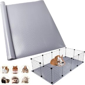 Washable Guinea Pig Bedding Cage Liner Waterproof Rabbit Bedding, Easily Cut to Suit Cage and Reusable Pads for Guinea Pigs, Rabbits, Hamsters, Gerbils, and Chinchillas,18"×79" 1pcs, Grey Mat