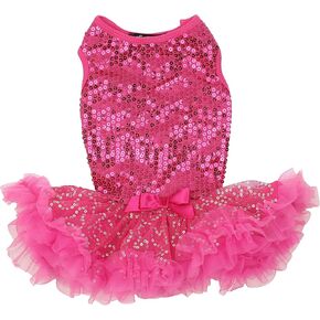 Hot Pink Glitzy Sequins Costume Dress for Dogs