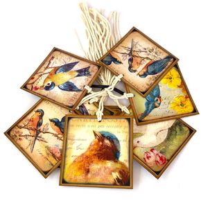 Vintage Inspired Bird Gift Favor Tags by Adore By Nat - Baby Shower Bridal Wedding Birthday Party - Set of 12