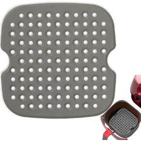 Air Fryer Liner, 8.5 Inch Square for 2-7qt Air Fryer Extra-thick Perforated Silicone Mat, Reusable XL Airfryer Liners Non-Stick Oven Accessories, Replacement of Parchment Paper, 1 PCS Grey