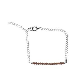 Natural Labradorite Beads Skinny Bar Bracelet, Gemstone Plated Silver Jewelry 7" Chain, Energy Healing Crystal, Wedding Birthday Gift For Her (Labradorite)