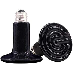 CTKcom 2-Pack 200W Reptile Ceramic Heat Lamp,E27 110V Infrared Heat Emitter Bulb,No Harm No Light Infrared Heat Emitter Brooder Lamp for Pet Coop Heater Reptile Chicken Turtle Heating Light Lamp,Black